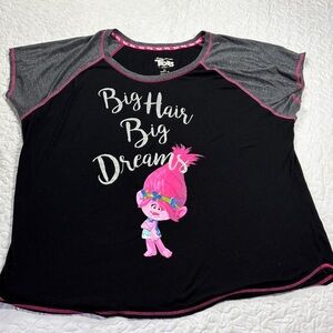 DreamWorks Trolls Black Short Sleeve Tee with Pink and Gray Accents size 3x